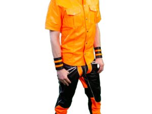 Orange leather shirt and pants