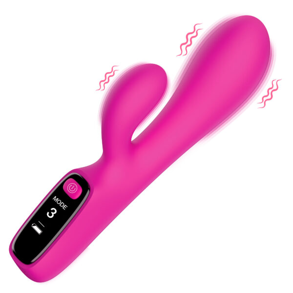 Silicone Rabbit Vibrator with Digital Display