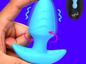 Rotating and Vibrating Silicone Butt Plug - Blue