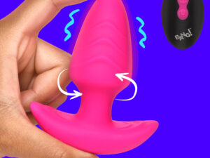 Rotating and Vibrating Silicone Butt Plug - Pink